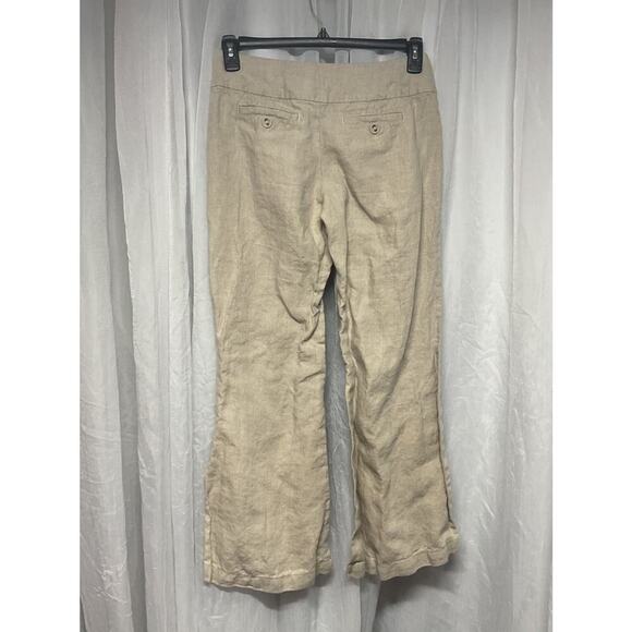Anthropologie Cidra 100% Linen Wide Leg Trouser Pants Womens Size 4 Pleated - Picture 2 of 8